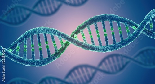 DNA Double Helix 3D Rendering of DNA Strands, Genetics and Biology Concept.