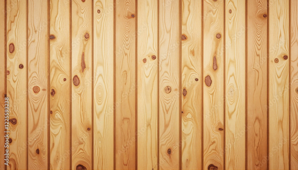 Fototapeta premium Warm natural wooden wall with grain patterns, rustic ambiance