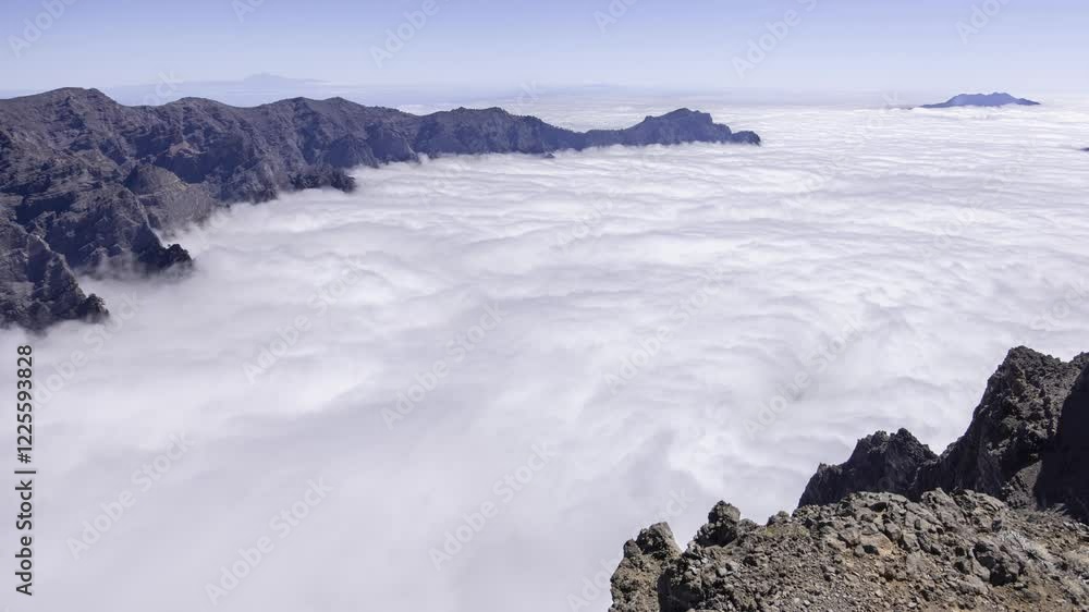Timelapse Mountain Peaks La Palma with moving clouds Timelapse Mountain Peaks La Palma with moving clouds