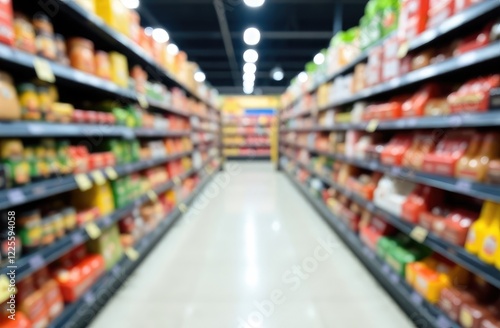 Wallpaper Mural Supermarket aisle and shelves blurred background  Torontodigital.ca