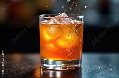 Wallpaper Mural Focus on a glass with a cocktail covered with condensation, over which spray splashes fly Torontodigital.ca