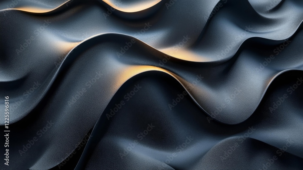 Obraz premium Blue leather waves with subtle glowing highlights. Generative AI