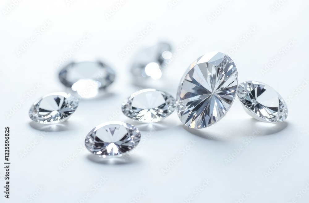 Beautiful dazzling diamonds on white background, set Beautiful dazzling diamonds on white background, set