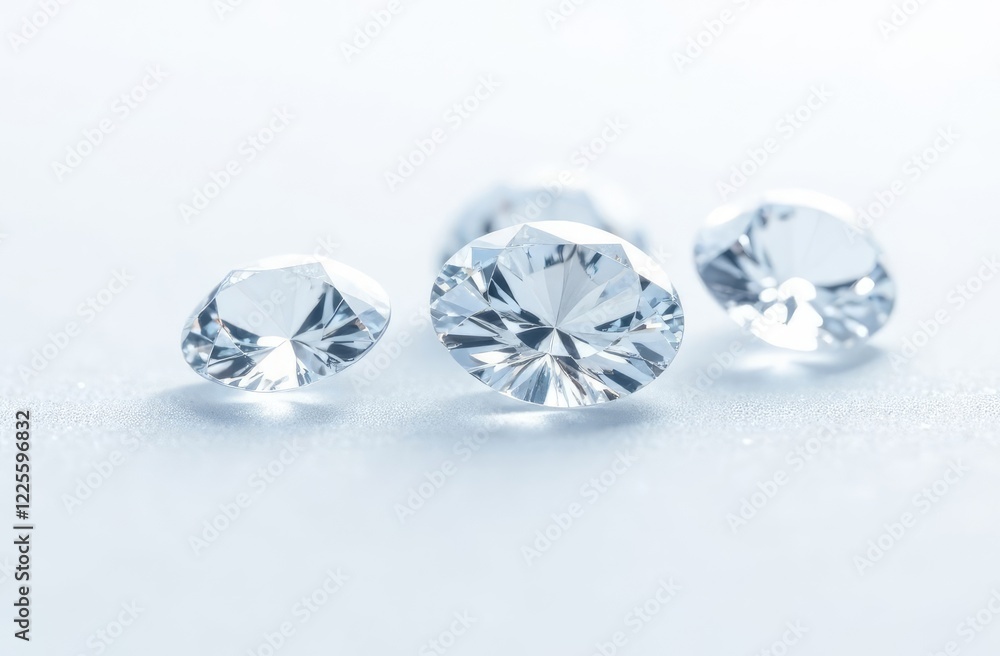 Beautiful dazzling diamonds on white background, set Beautiful dazzling diamonds on white background, set