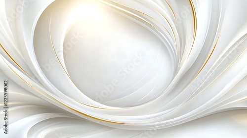 Abstract White Curves With Golden Accents