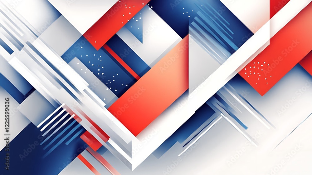 Abstract Geometric Design Red White Blue Shapes Abstract Geometric Design Red White Blue Shapes