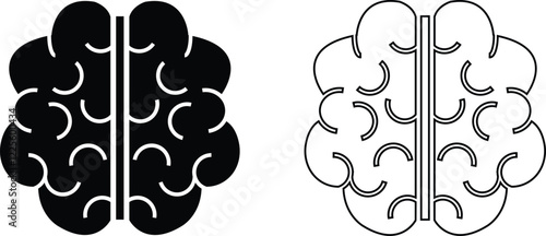 Human internal organ anatomy brain con Set. Brain mental healthcare sign collection flat and line vector isolated on transparent background. Science symbol skin layer intestine linear Pictogram.
