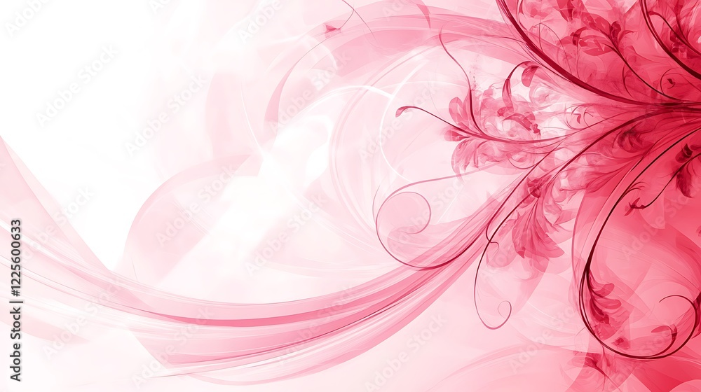 Abstract Pink Floral Design with Swirling Lines