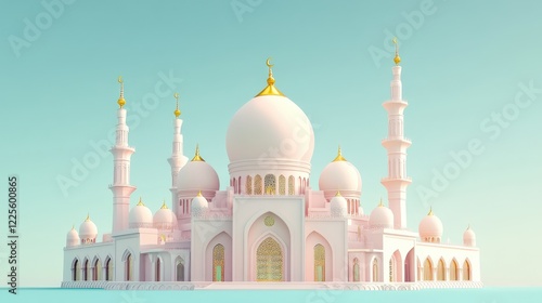 Stunning Pink Mosque 3d Render Architectural Design photo