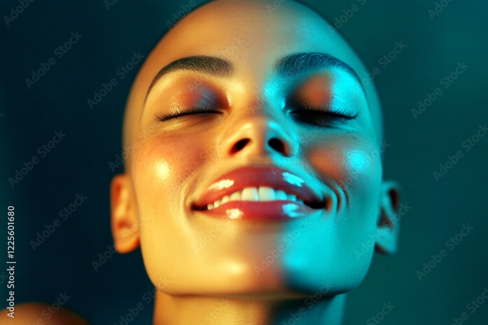 Lovely smiling mixed-race girl - for ads, marketing material and internet marketing use. Short coiffure - bald head - no hair. Commercial commercial concept art. Short hair model photo. Lovely smiling mixed-race girl - for ads, marketing material and internet marketing use. Short coiffure - bald head - no hair. Commercial commercial concept art. Short hair model photo.
