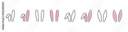 Rabbit ears icon. Bunny ear sign. Easter egg hunt hat. Line design bunny ears. Easter bunny showing his isolated ears.