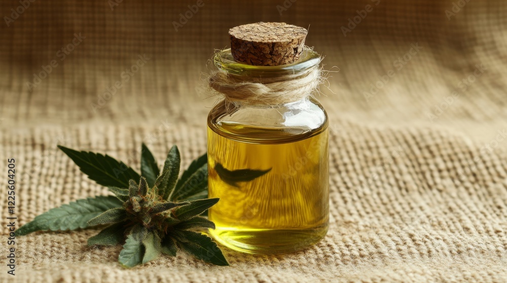 Cannabis extract essential oil in a small bottle, Generative AI Cannabis extract essential oil in a small bottle, Generative AI