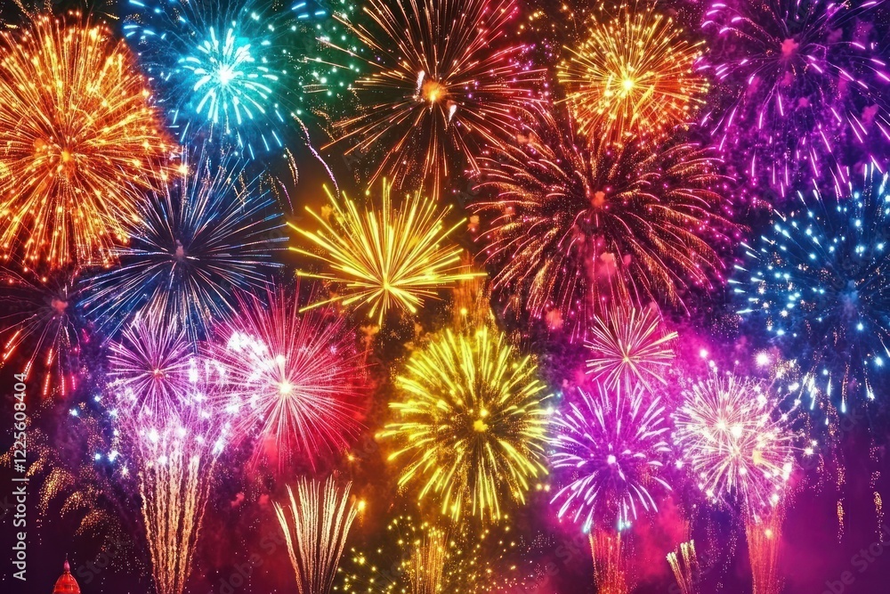 Fototapeta premium Colorful Fireworks Display Lighting Up the Night Sky