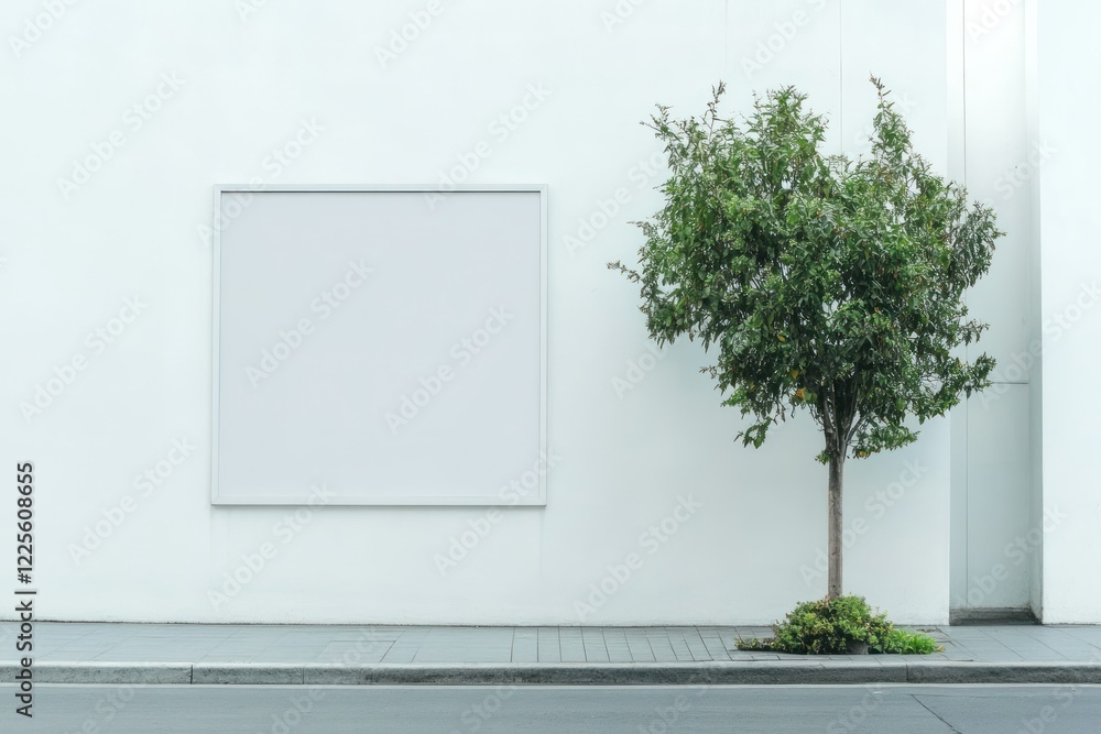 Fototapeta premium Urban Blank Space on Wall with Tree