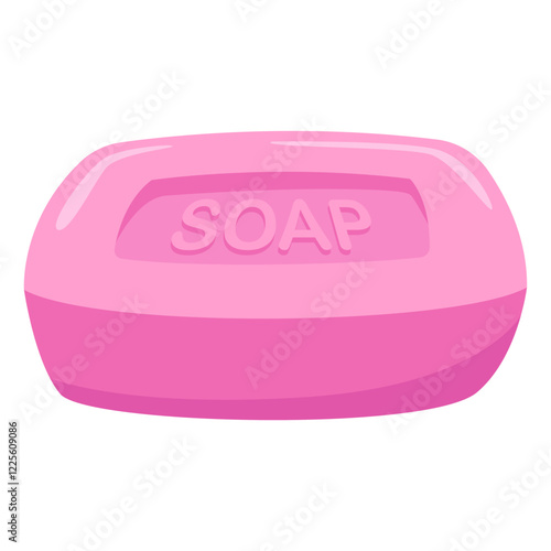 Pink soap bar with SOAP word displayed, perfect for bathroom product advertisements, hygienerelated designs, and soap packaging visuals.