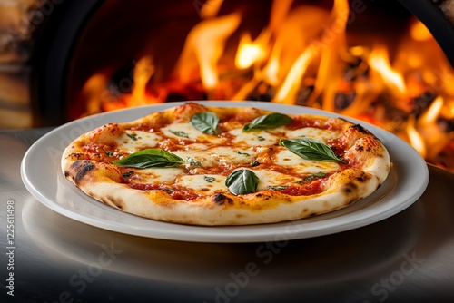 Corazones de pizza recién horneados para el día de San Valentín en un horno de leña photo