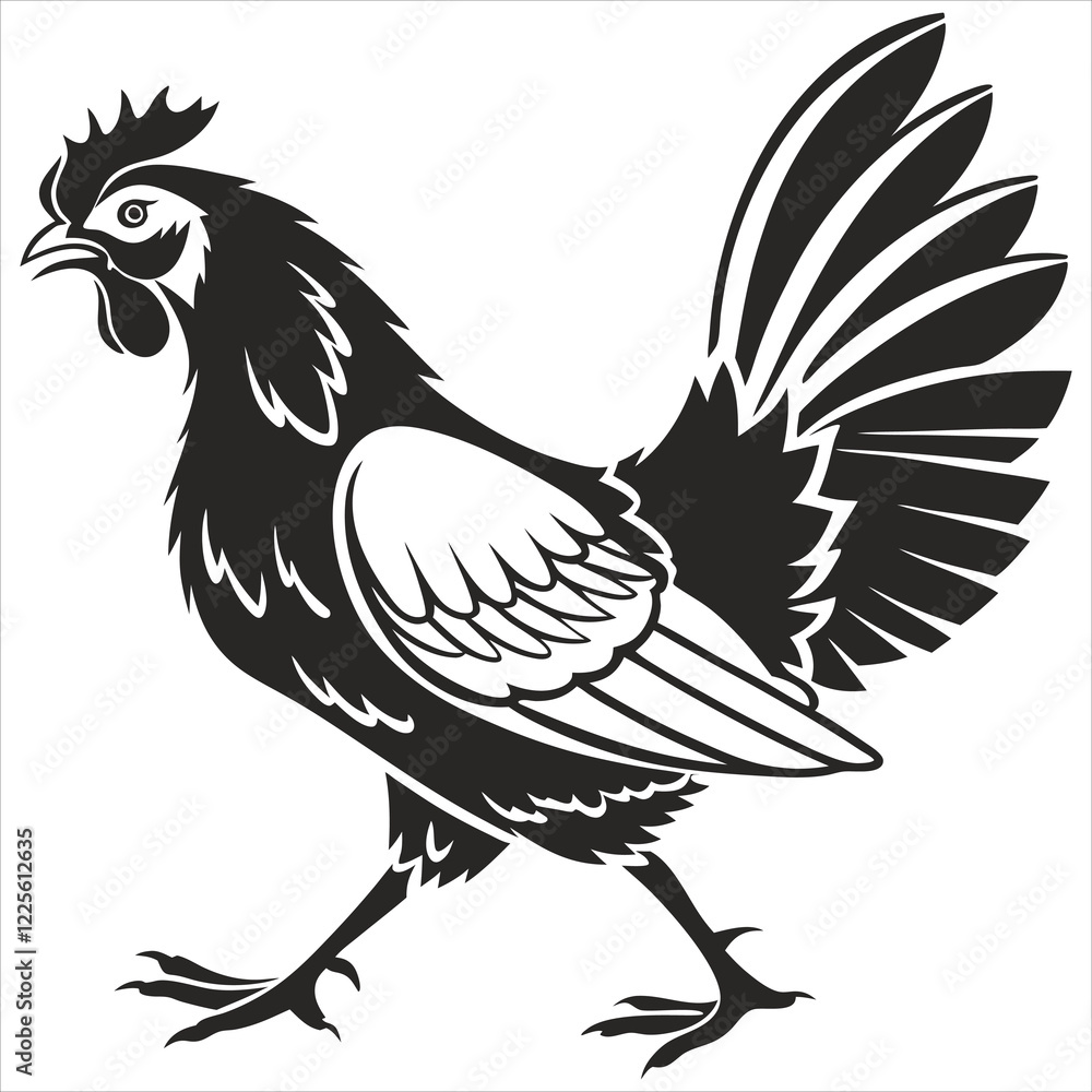 Fototapeta premium silhouette Chicken image on white background