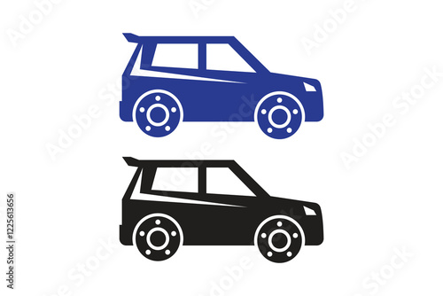 Car art silhouettes with white background vector illustration with color version logo icon 