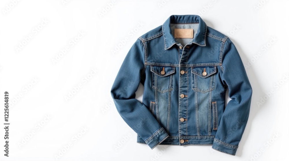 Neatly Folded Denim Jacket Overhead View Neatly Folded Denim Jacket Overhead View