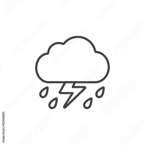 Stormy rain icon Vector logo set flat