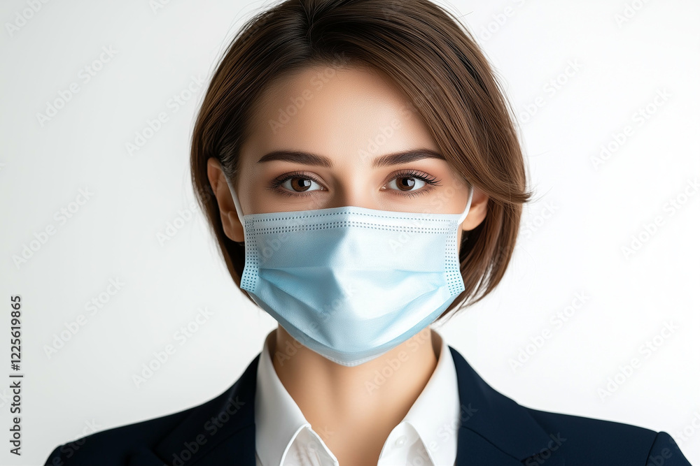 person in mask professional business woman portrait confident wearing medical mask person in mask professional business woman portrait confident wearing medical mask