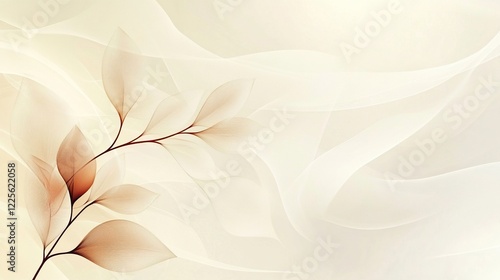 Delicate Brown Leaves on a Cream Background