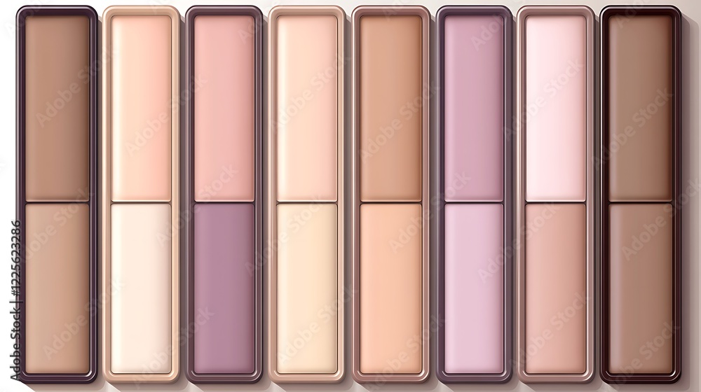 Eight Rectangular Makeup Palettes Displayed In A Row Eight Rectangular Makeup Palettes Displayed In A Row