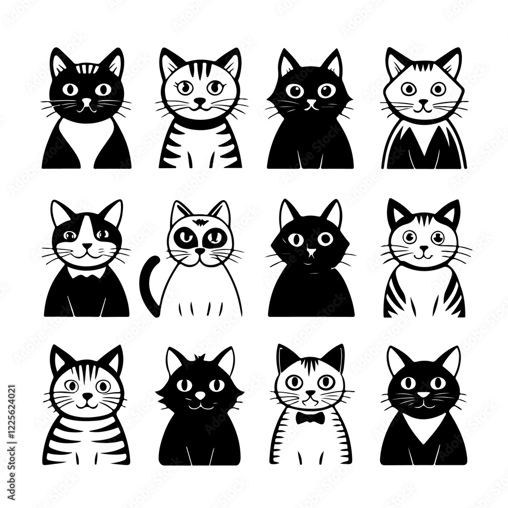 silhouette vector isolated cat set silhouette vector isolated cat set