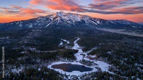 Majestic Rocky Mountain Landscape at Sunset with Colorful Sky