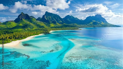 Stunning Aerial View of Tropical Island with Crystal Clear Waters