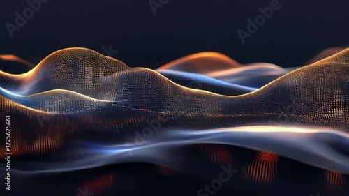 Abstract 3D Waves with Light Effect and Dark Background