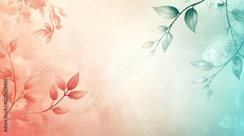 Delicate Watercolor Branches With Pastel Leaves