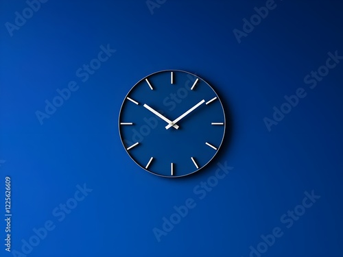 Wallpaper Mural A close up of a blue wall with a clock on it. Created with Generative AI technology. Torontodigital.ca