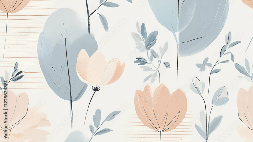 Fototapeta premium floral design with feather minimalistic background