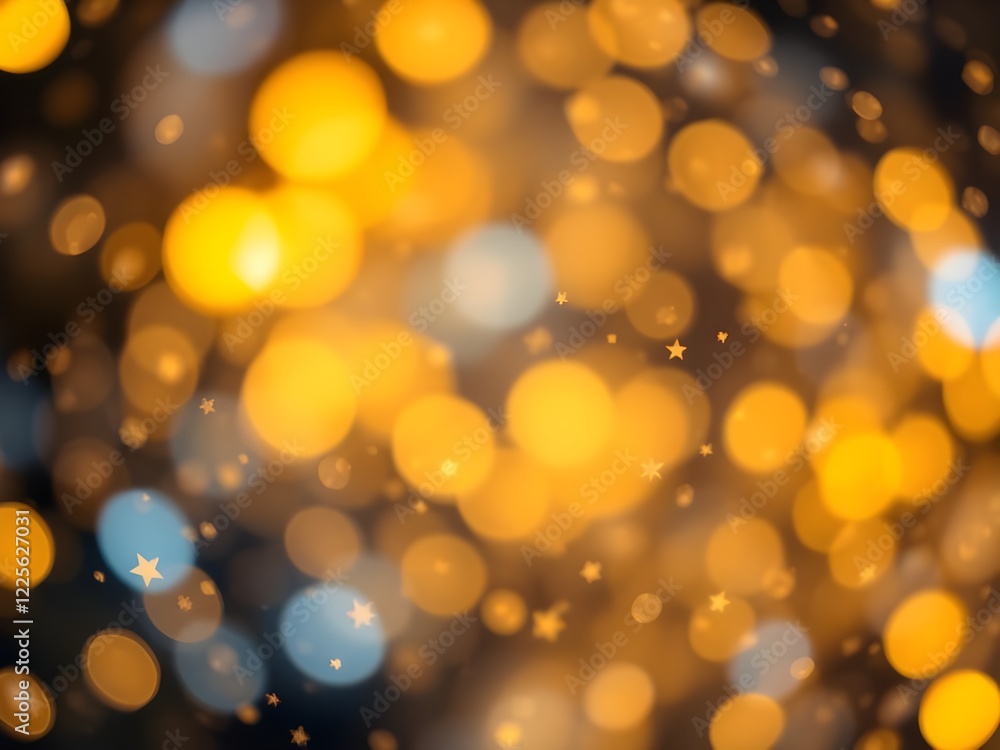Obraz premium A bunch of yellow and blue lights on a black background. Created with Generative AI technology.
