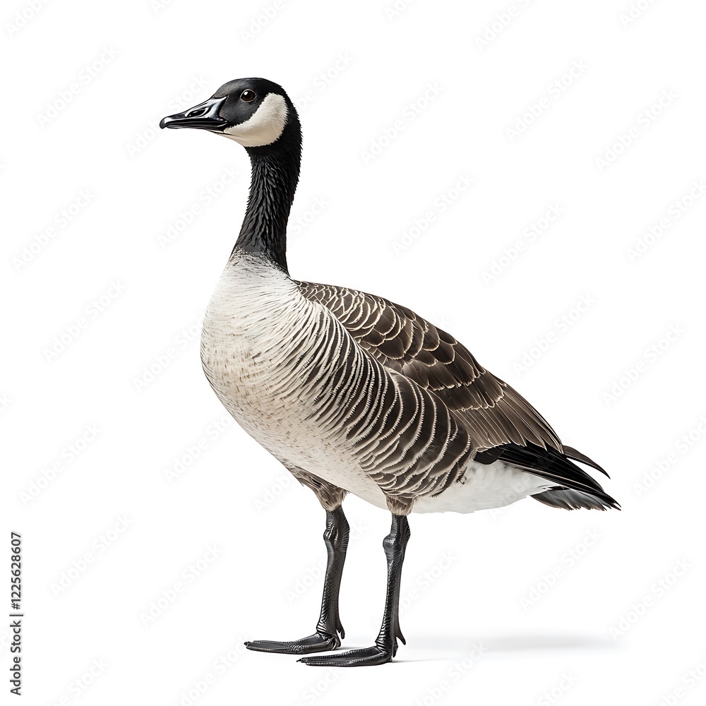 Goose standing in a full-body shot, isolated on a white background Goose standing in a full-body shot, isolated on a white background