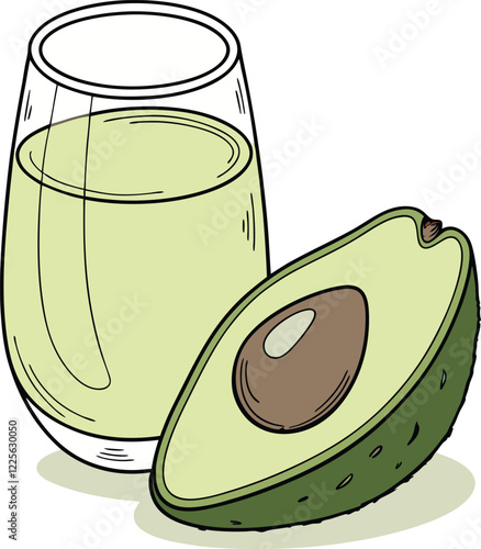 Avocado Juice and Half Avocado