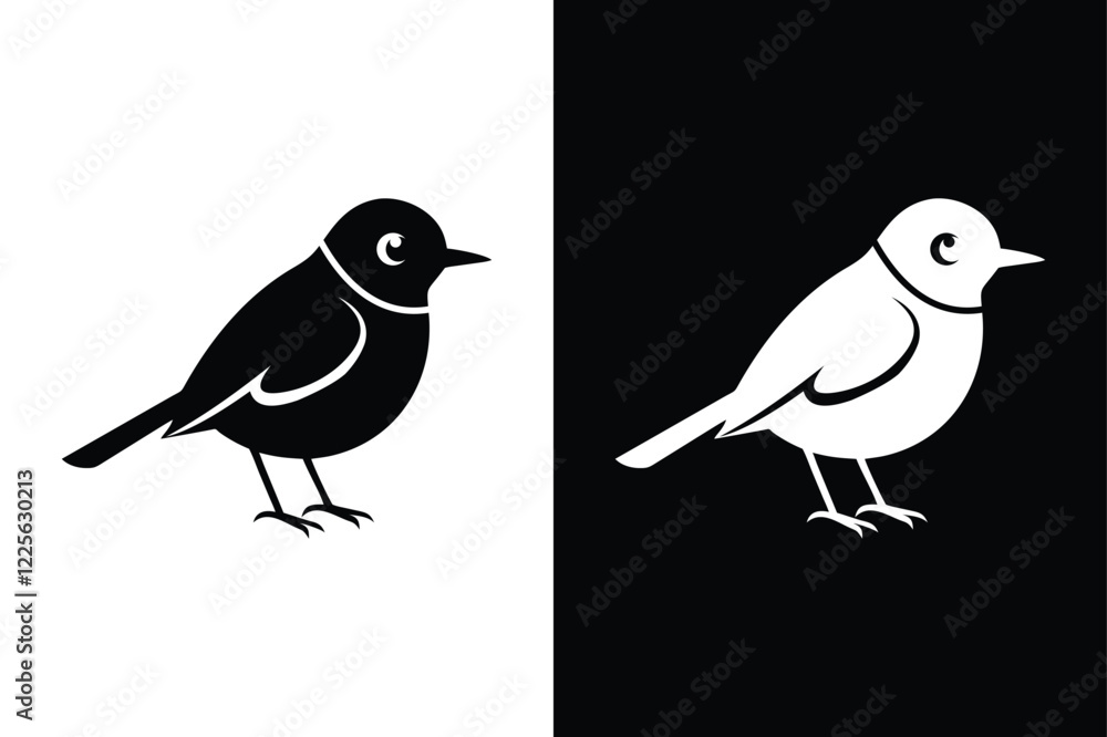 Obraz premium High-Quality Robin Bird Silhouette Vector for Creative Projects.