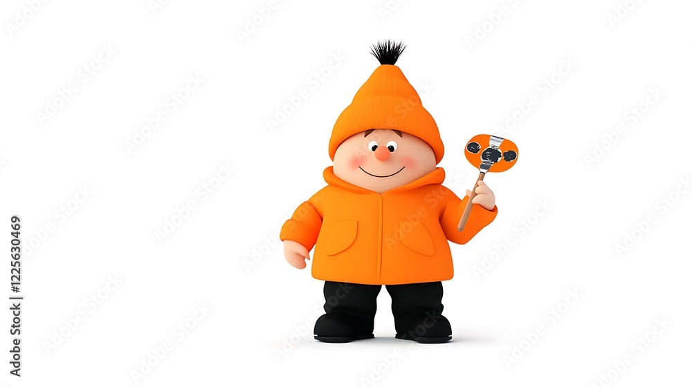 cartoon painter holding brush and palette cartoon painter holding brush and palette