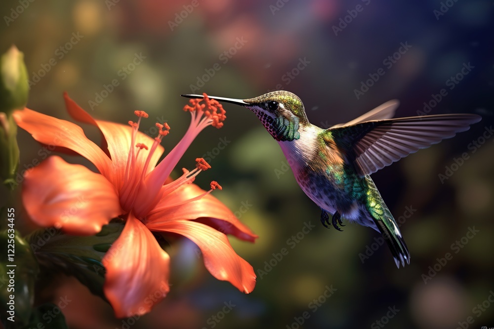 Naklejka premium hummingbird feeding on flower