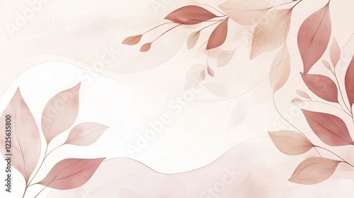 Delicate Pink and Beige Leaves Abstract Design