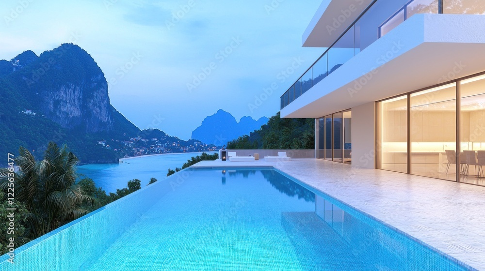 Fototapeta premium Luxury Villa with Infinity Pool and Ocean View