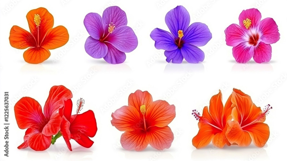 Vibrant Collection of Hibiscus Flowers in Various Colors and Styles Vibrant Collection of Hibiscus Flowers in Various Colors and Styles