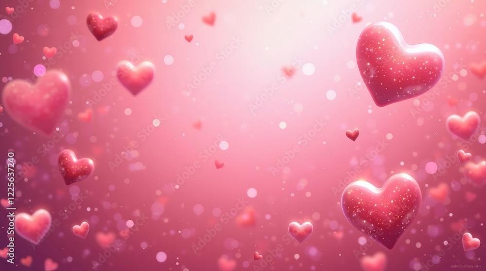Pink Background with Glossy Hearts Pink Background with Glossy Hearts
