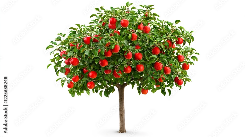 Lush Apple Tree Abundant with Bountiful Red Apples in Bright Setting Lush Apple Tree Abundant with Bountiful Red Apples in Bright Setting