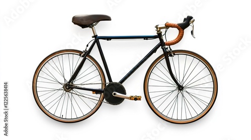 Classic Single Speed Bicycle with Brown Leather Saddle and Handlebars photo