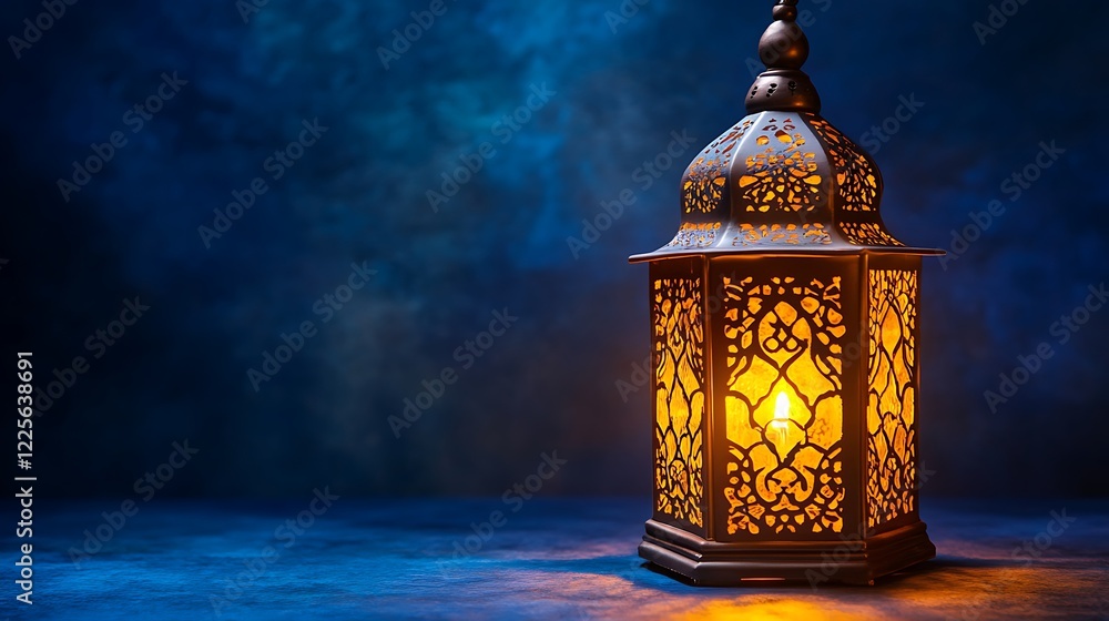 Illuminated Lantern Design Intricate Metalwork Warm Light Illuminated Lantern Design Intricate Metalwork Warm Light