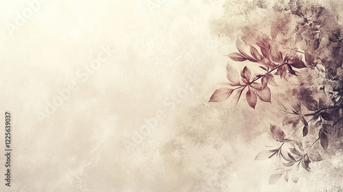 Sepia toned leaves on textured background artistic design