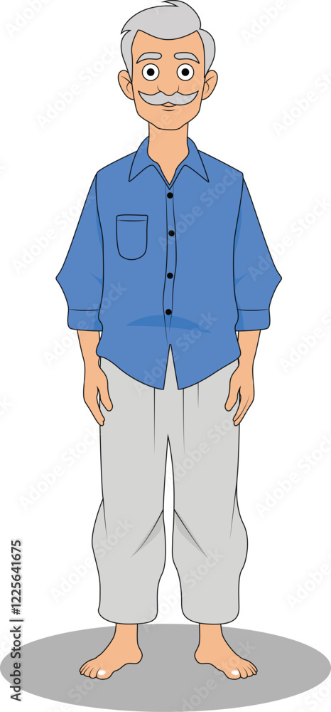 A indian village old man cartoon character front pose design who have mustache A indian village old man cartoon character front pose design who have mustache