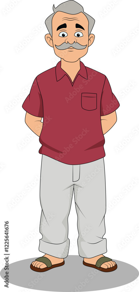 A indian uncle cartoon character front pose design A indian uncle cartoon character front pose design